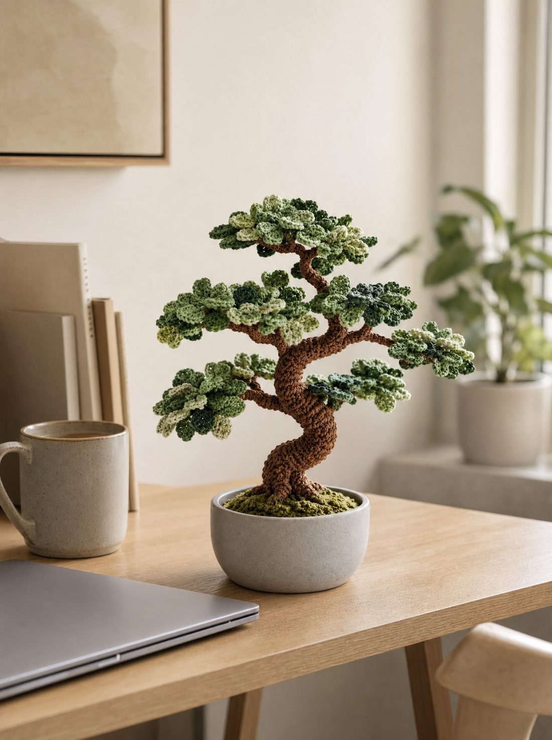 The bonsai on a desk