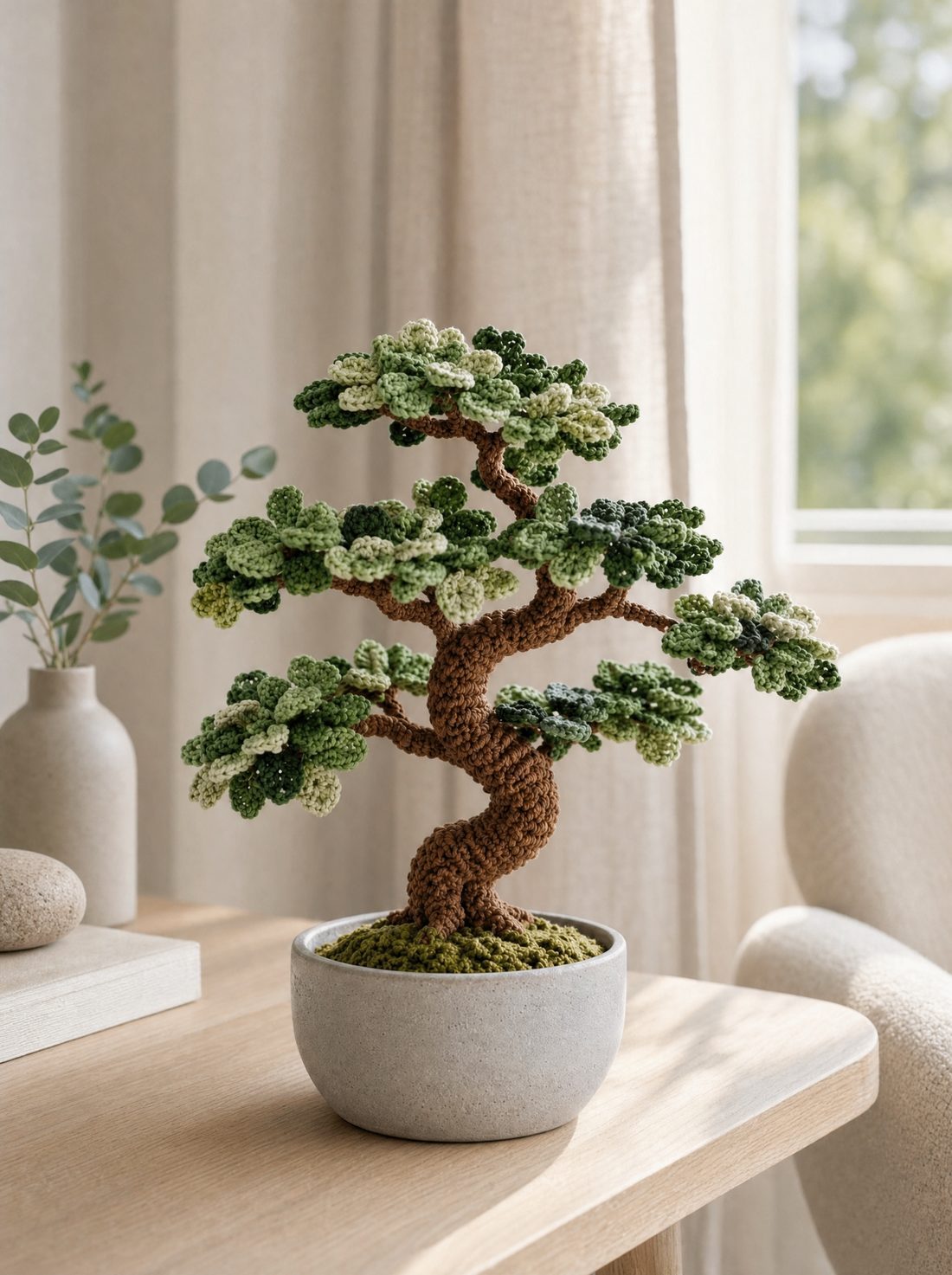 The bonsai on a side table