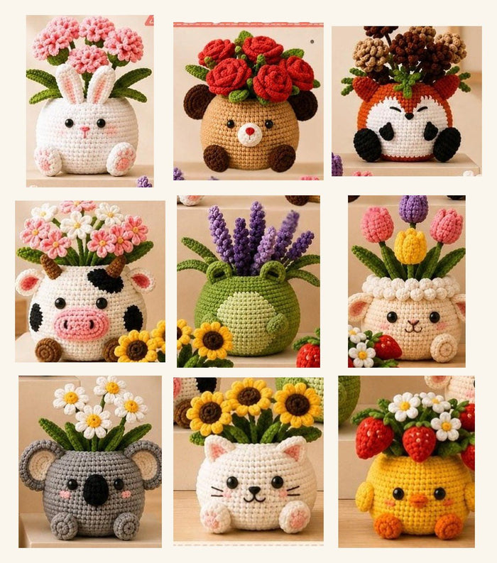 9 Critter Planter Pots — Amigurumi Crochet Pattern Bundle