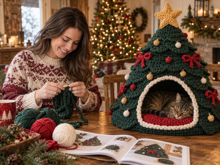 PurryCraft — Christmas Tree Cat Bed Crochet Pattern