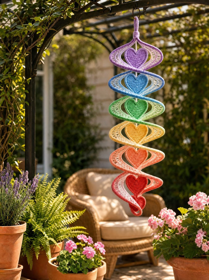Pastel Heart Helix Wind Spinner — Crochet Pattern PDF